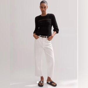 ME+EM 26 Authentic Straight Jean White Relaxed Crop Denim Summer EUC Ankle